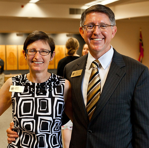 President Thomas Kiise and Patricia Krise are welcomed on the first day as president at PLU on Friday, June 1, 2012.