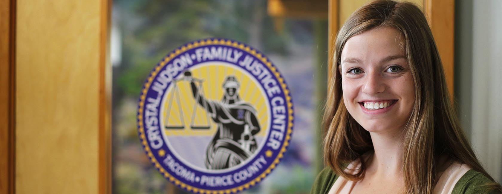 Kendra Saathoff '17, at the Crystal Judson Family Justice Center in Tacoma, Tuesday, Aug. 30, 2016. Saathoff has been an intern in the center for three summers.