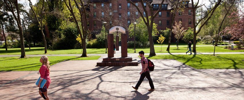 Morning sunshine on campus at PLU on Thursday, May 12, 2011.
