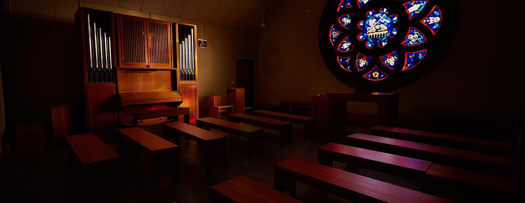 PLU's Ness Chapel and iconic rose window.