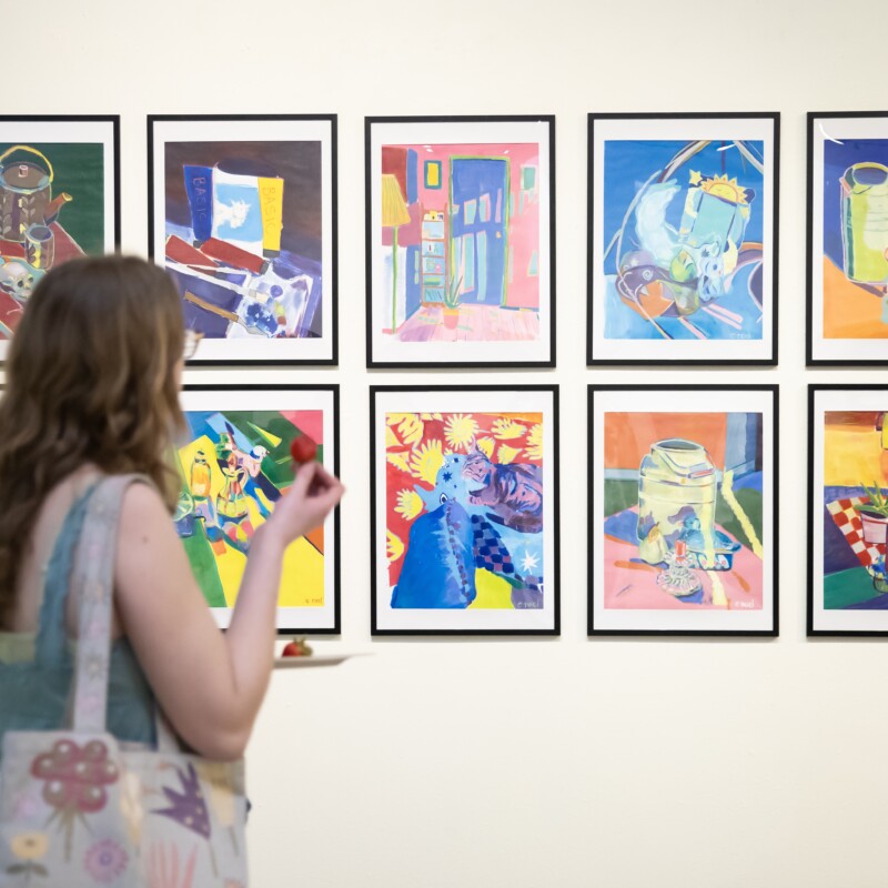 The PLU community gathers in the University Gallery for the 2024 Senior Exhibition