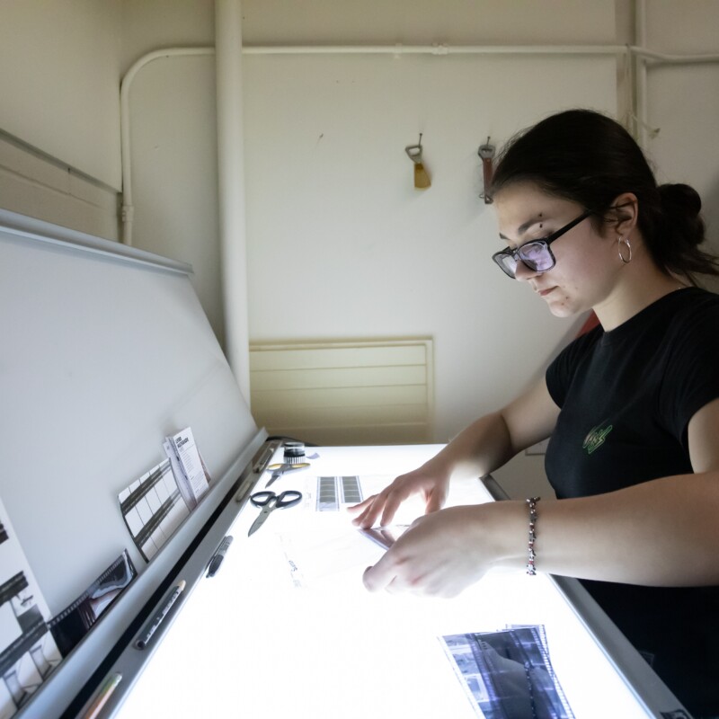 Student developing film