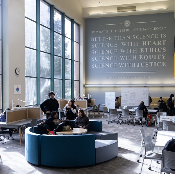Student in a lounge