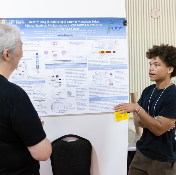 A student presenting their research