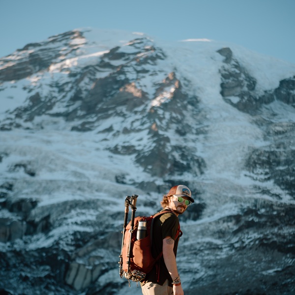 student hiking at the Mount Rainier National Park