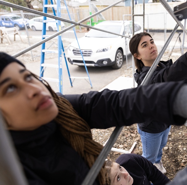 Students doing repairs