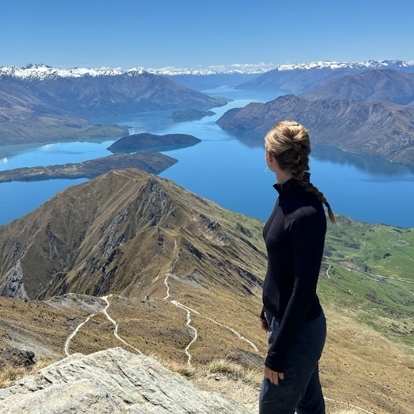 student looking into the horizon