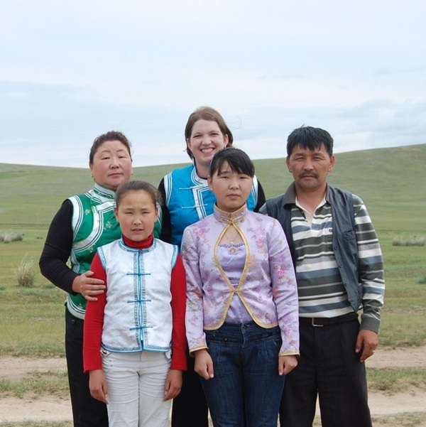 A student with with their host family