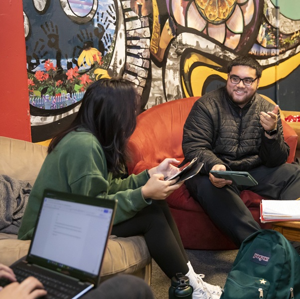 Students discussing in a group
