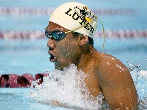 student swimming