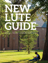 New Lute Guide Cover An image of the cover of the New Lute Guide. It reads 'New Lute Guide', and in the background is a photo of a student studying under a tree on campus. In the background is a large red brick building