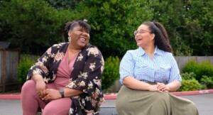 Barbara Gilchrist '20 and Nicole Jordan '15, Coordinator for The Center for Gender Equity, pose for a photo, Thursday, July 9, 2020, in Lakewood. Both were involved with the Sista Circle event.