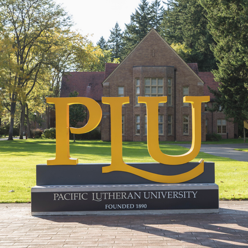 Campus tour image A PLU outdoor signage