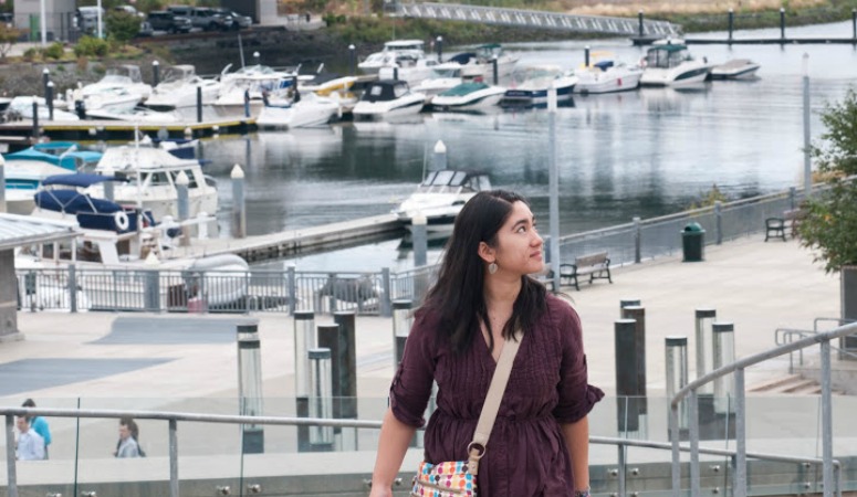 Student on waterfront