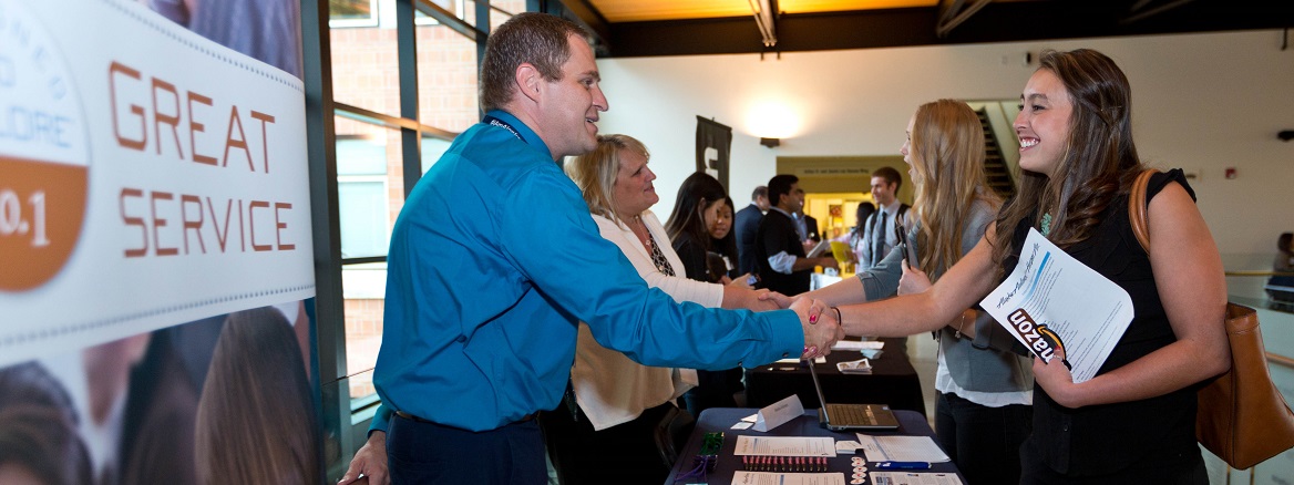 Career Connection's Business Career Fair held in Morken Center on Wednesday, Nov. 19, 2014. (Photo/John Froschauer)