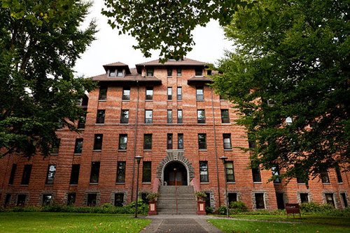 The front of Harstad Hall on PLU's campus