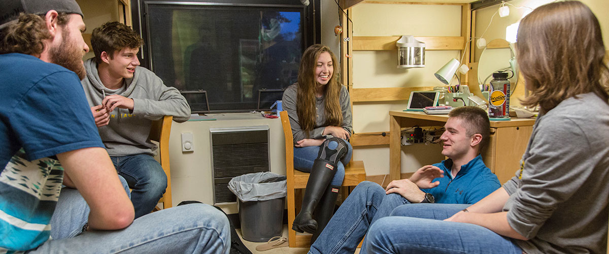 Hezekiah Goodwin and Cherish Scheidhauer in their Tonglestad rooms at PLU, Tuesday, Nov. 21, 2017. (Photo: John Froschauer/PLU)