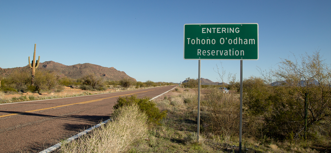 Traffic sign of the Tohono O’odham Reservation