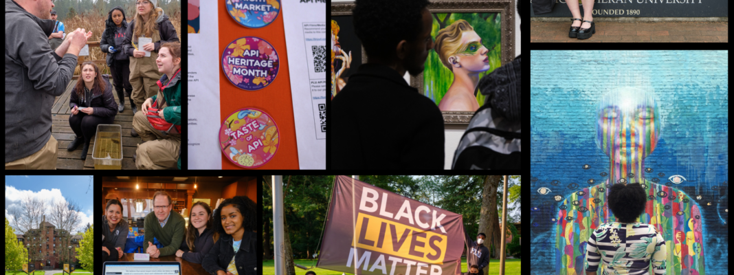 A collage of different PLU students of color