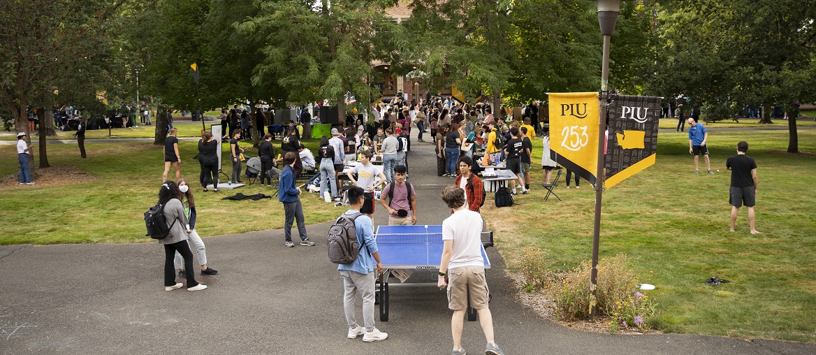 Students gather in the main square of campus during Rock the Block, an event hosted by ASPLU and RHA