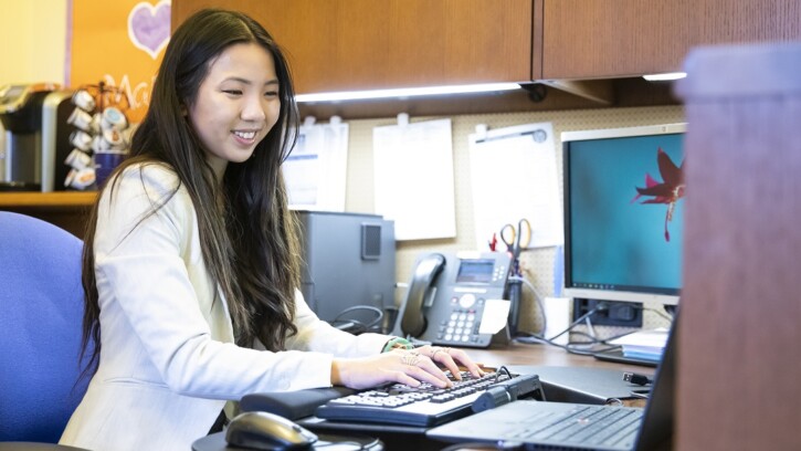 Pre-Law Club President Quan Huynh (’25) interns for Sen. Manka Dhingra (D-45) as a Washington State Legislative Intern, Wednesday, Feb. 22, 2023, in Olympia.