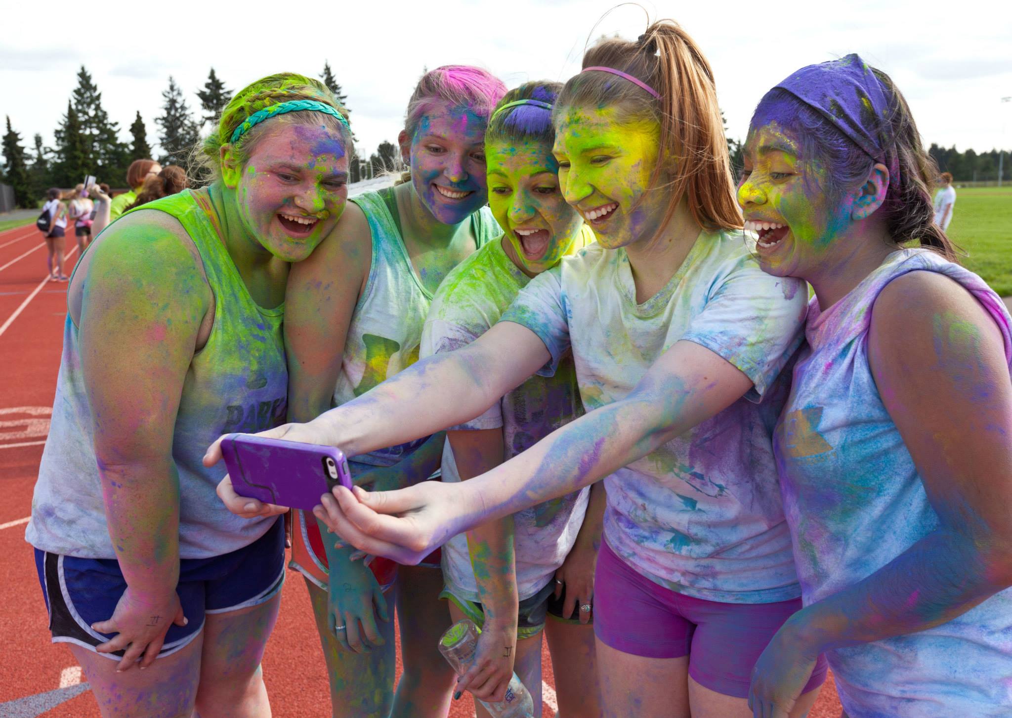 Students taking a 'selfie' after the Color Run