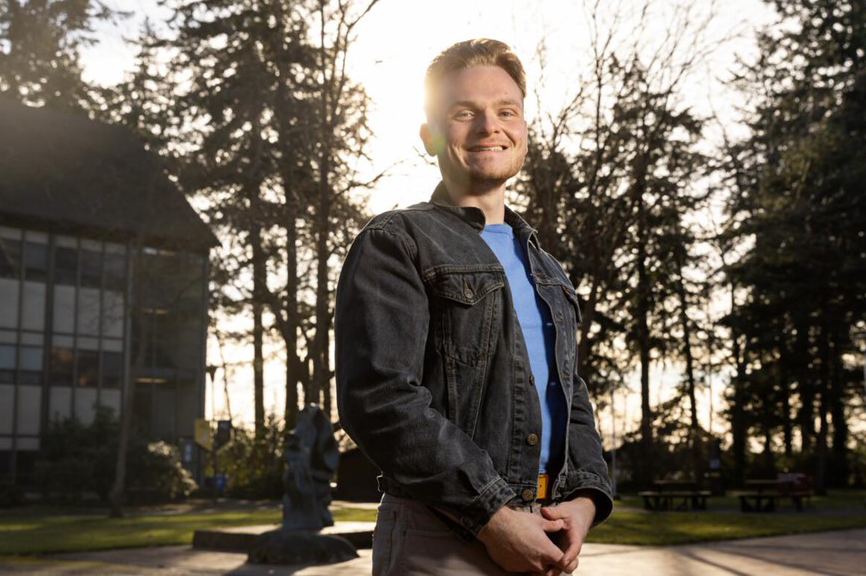 Gavin Ripka is a Global Studies, Chinese Studies, and Hispanic Studies triple major, Wednesday, Feb. 12, 2025, at PLU. (PLU Photo / Sy Bean)