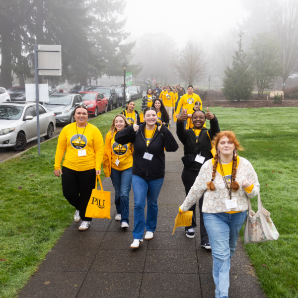 Students walk to the capitol