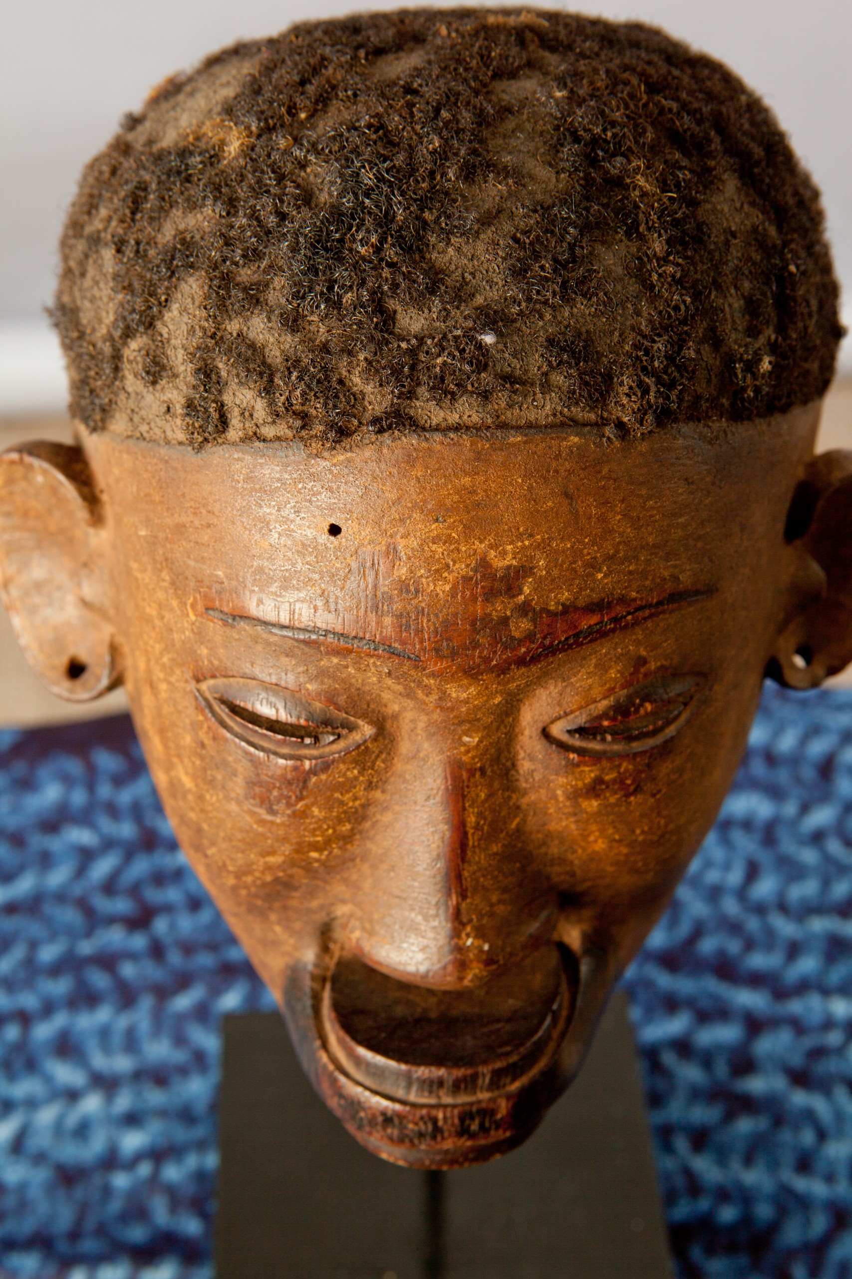 African artifacts part of the collection on display at the Mortvedt Library likomba-mask