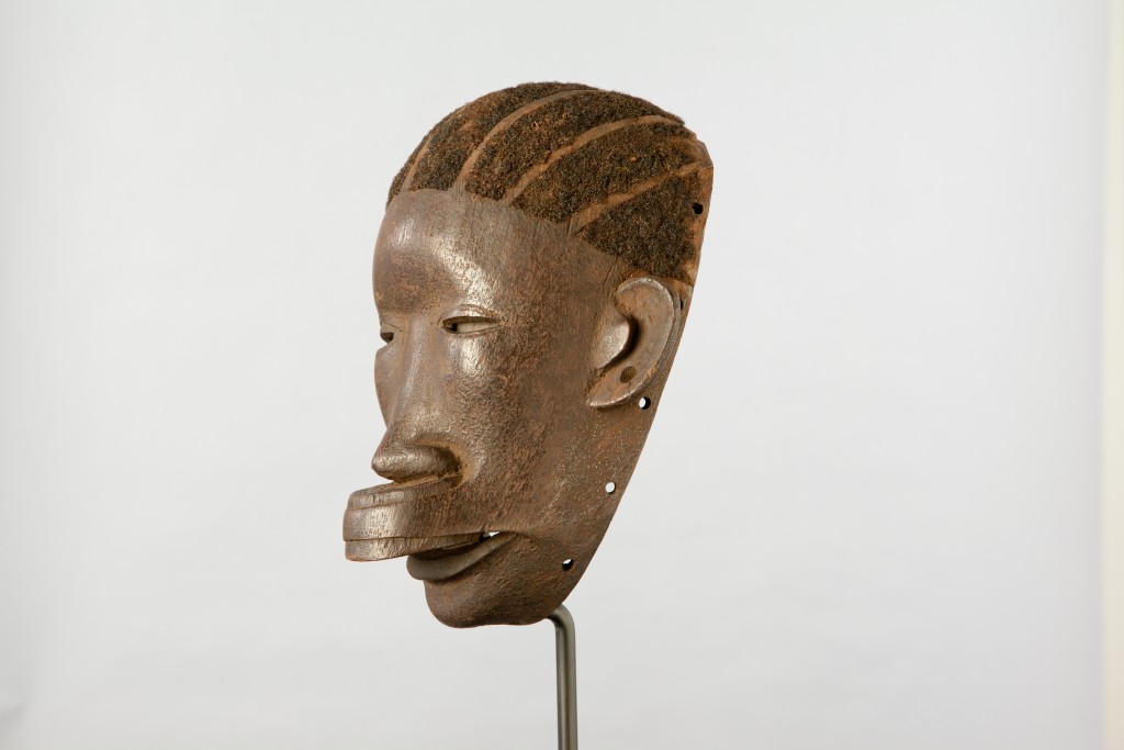 African artifacts part of the collection on display at the Mortvedt Library likomba-mask