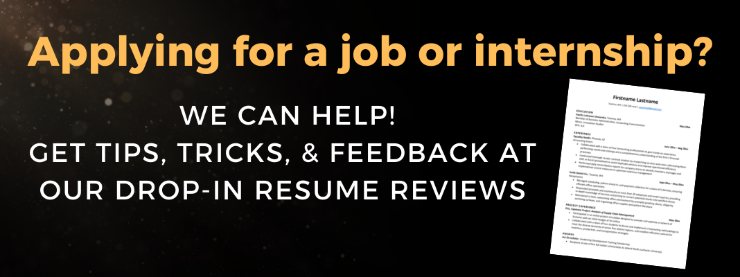 Applying for a job or internship? We can help! Get tips, tricks and feedback at our drop-in resume reviews