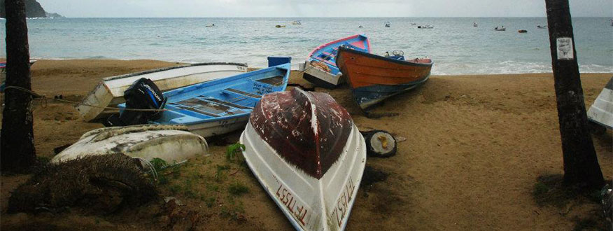 Boats on the beach in Trinidad