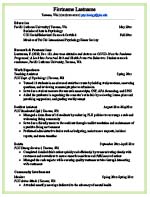 Psychology Major Resume Sample