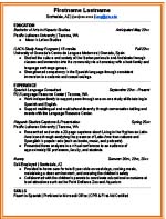 Hispanic Studies Major Resume Sample
