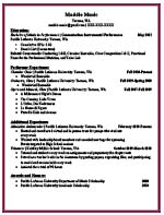 Music Major Resume Sample