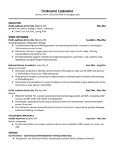 Biological resume screenshot