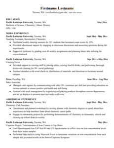 Chemistry sample resume screenshot