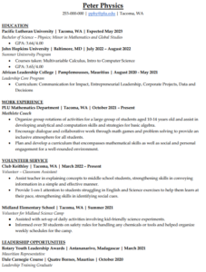 Sample physics resume -thumbnail