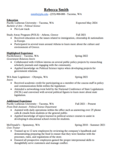Political Science resume sample - thumbnail