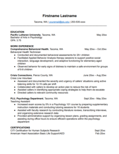 Psychology resume sample - thumbnail