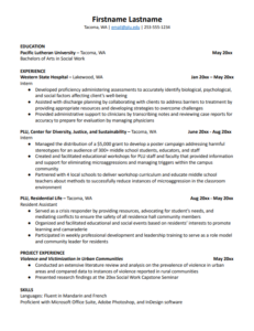 Social Work Sample Resume - screenshot