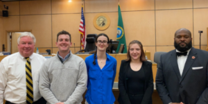 Image of students at a job shadow at Tacoma courthouse
