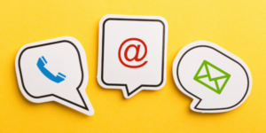 Image of an icon for a phone, email, and mail