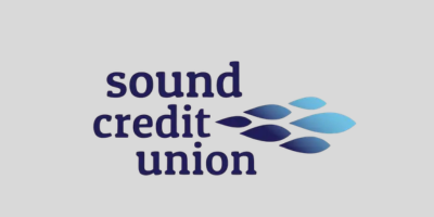Logo for Sound Credit Union on gray background
