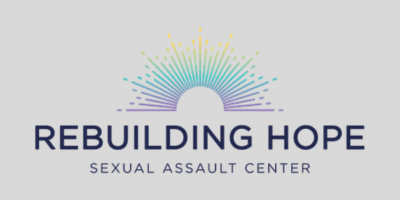 Logo for Rebuilding Hope Sexual Assault Center on gray background