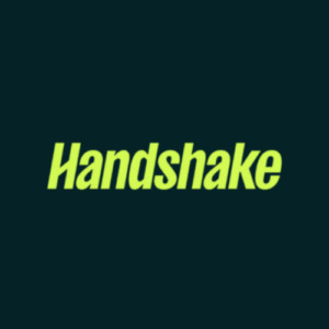 Handshake logo with green background