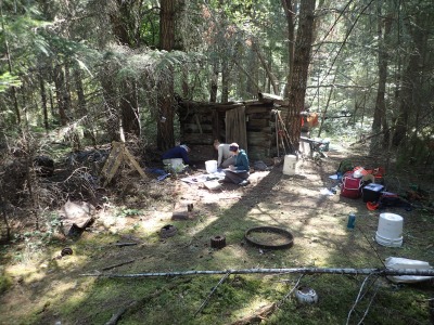 Excavation in front of the root shed.