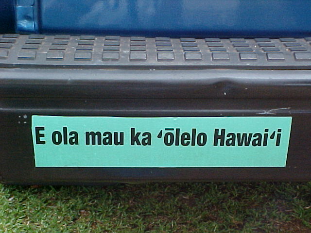Bumper sticker in Hawaiian language