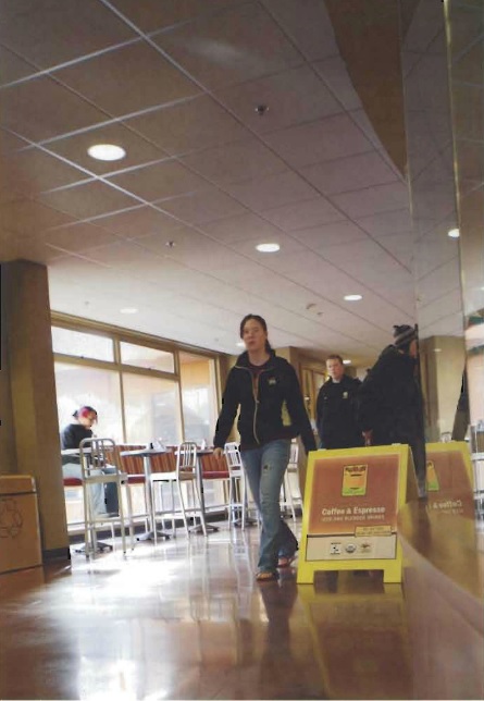 Remodeled University Center - students walking past the Old Main Market