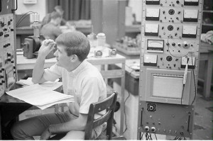 Student working with electronic equipment